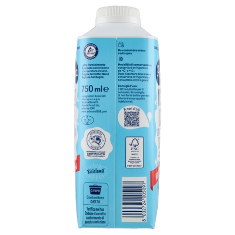 Arborea Molto DìPiù Latte Parzialmente Scremato Pastorizzato a Temperatura Elevata 750 ml